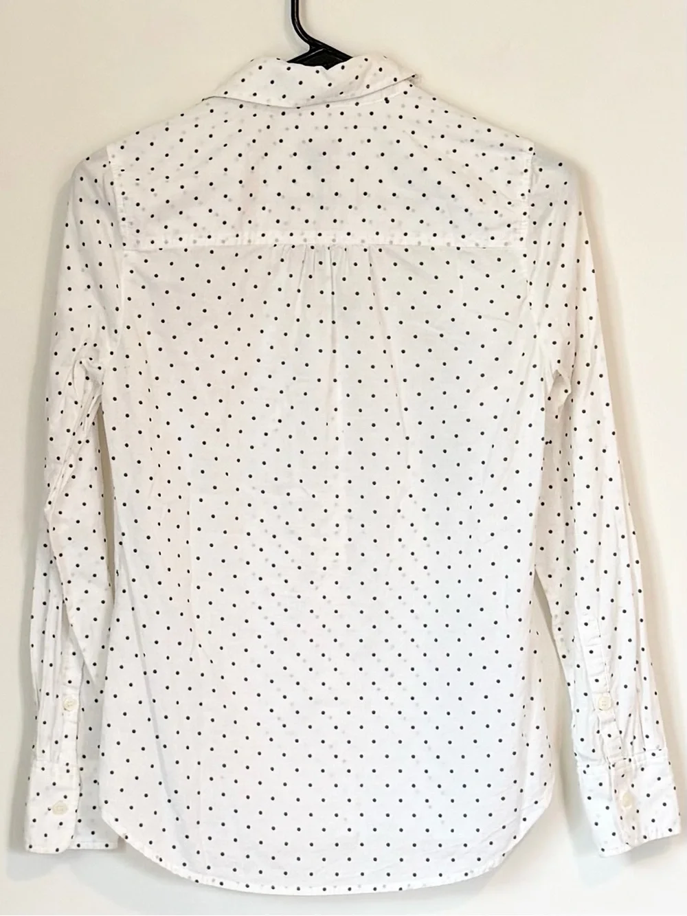 J.Crew White Button Henley Blouse with Black Polka Dots - Size: XXS